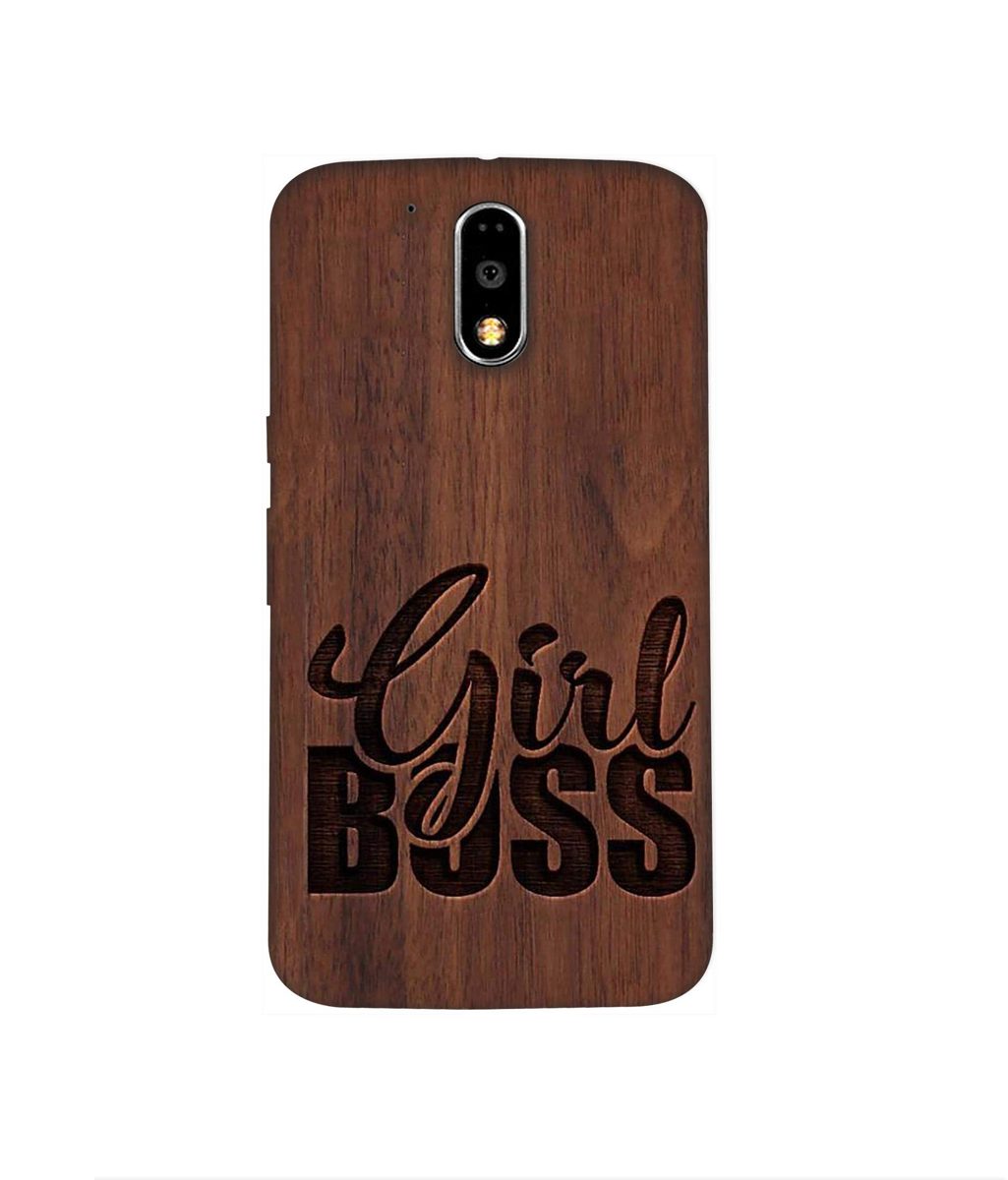 Amazon Brand - Solimo Designer Girl Boss On Wood 3D Printed Hard Back Case Mobile Cover for Motorola Moto G4 Plus
