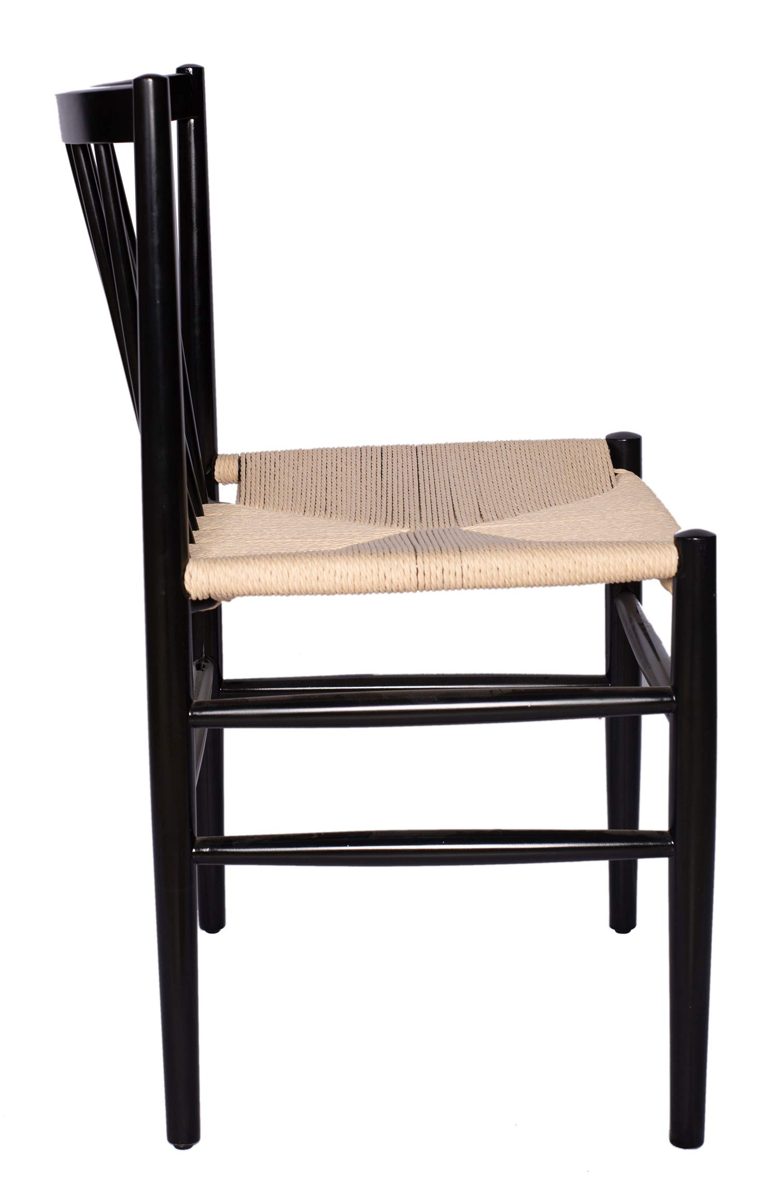 Stone & Beam Lorna Farmhouse Woven Dining Chair, 32" H, Set of 2, Black