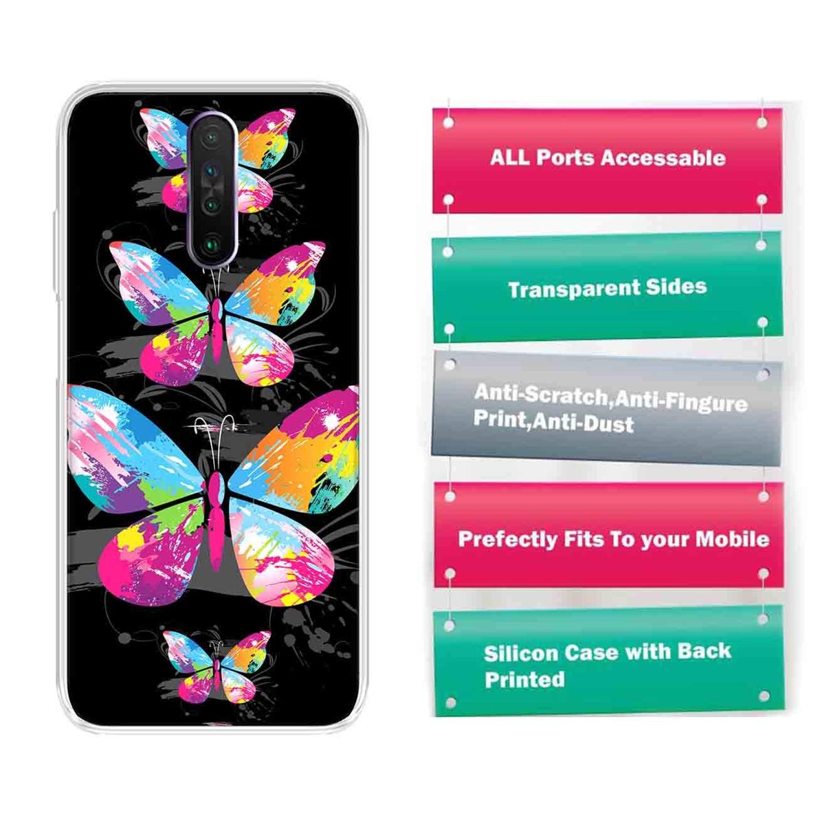 Amazon Brand - Solimo Designer Multicolor Butterfly Design Printed Soft Back Case Mobile Cover for Poco X2 / Xiaomi Redmi K30