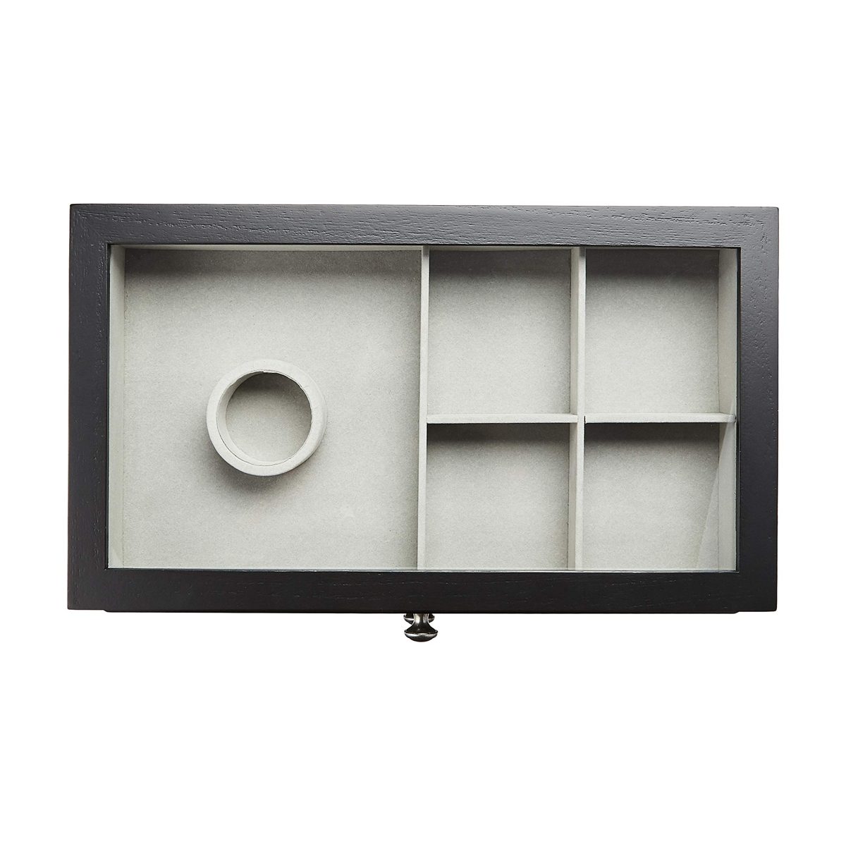 AmazonBasics Wooden Jewelry/Watch Box with Glass Top - 2-Drawer, Black