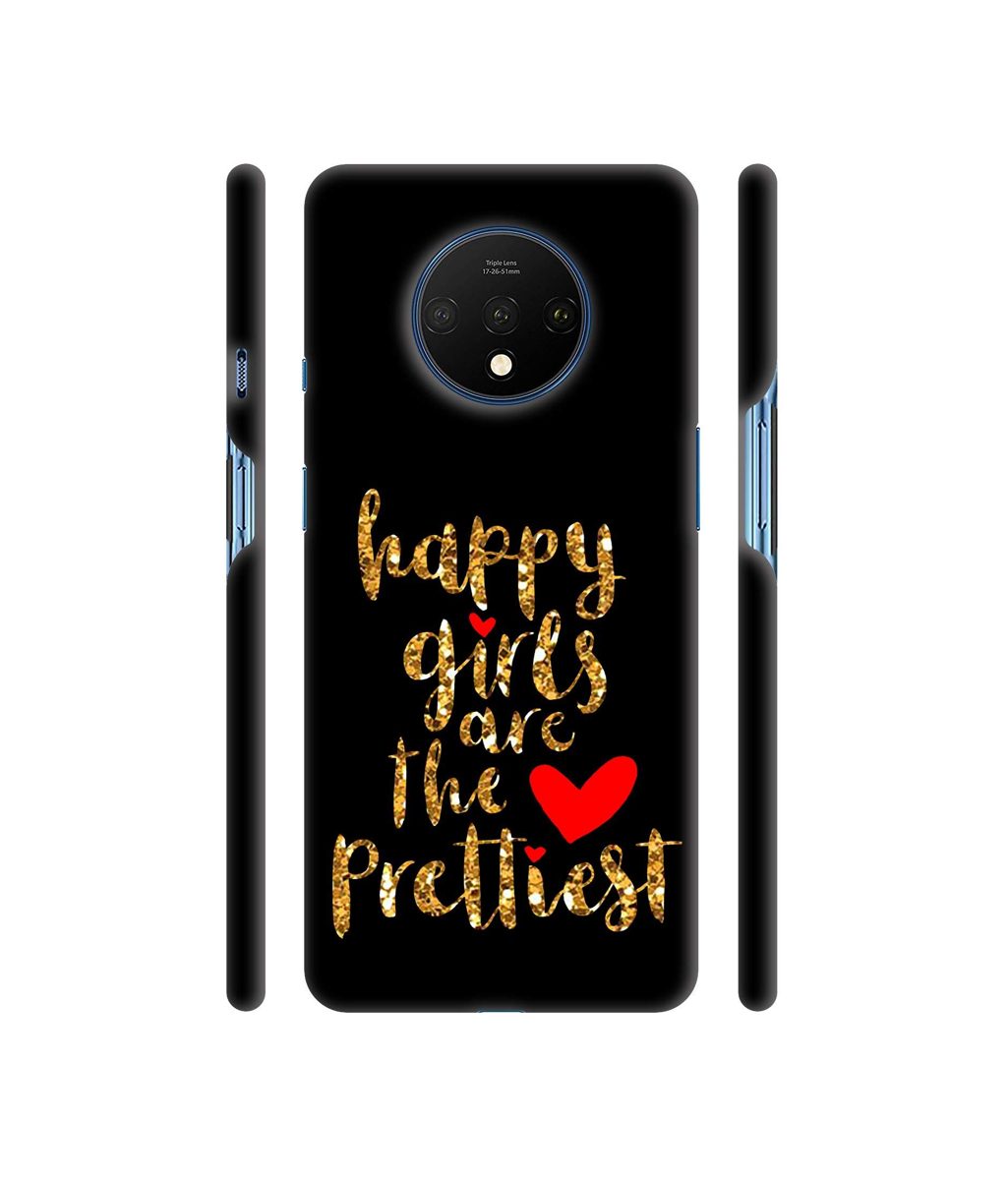 Amazon Brand - Solimo Designer Happy Girls are The Prettiest 3D Printed Hard Back Case Mobile Cover for OnePlus 7T