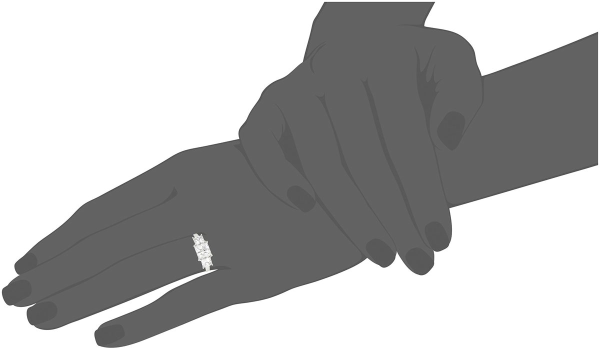 Platinum-Plated Sterling Silver Princess-Cut 3-Stone Ring made with Swarovski Zirconia (3 cttw), Size 5