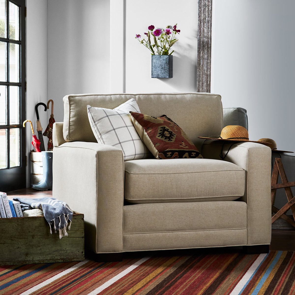 Amazon Brand – Stone & Beam Dalton Performance Fabric Living Room Accent Arm Chair, 41.5"W, Sand
