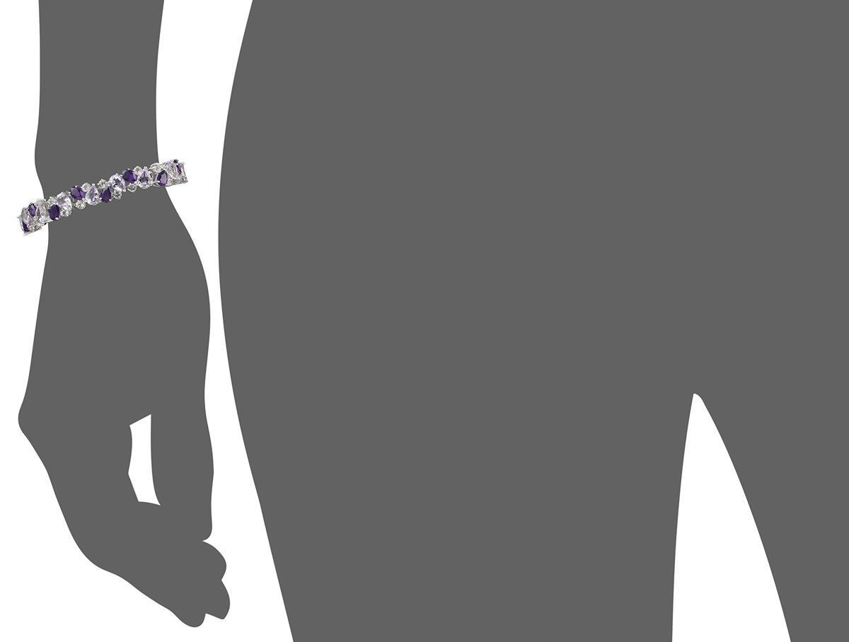 Sterling Silver Genuine Amethyst and White Topaz Tonal Gemstone Bracelet, 7.25"