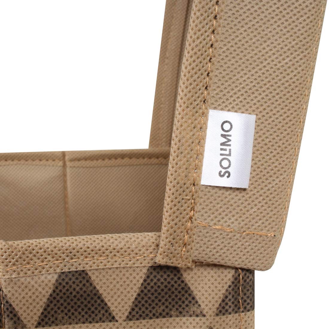 Amazon Brand - Solimo Printed Fabric Rectangular Storage Box, Large, Set of 3, Brown