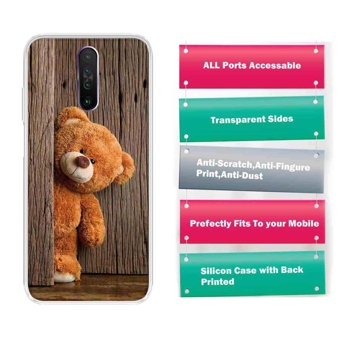 Amazon Brand - Solimo Designer Multicolor Teddy Design Printed Soft Back Case Mobile Cover for Poco X2 / Xiaomi Redmi K30