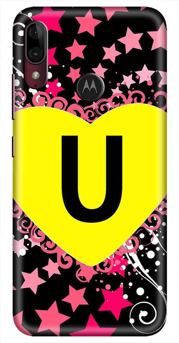 Amazon Brand - Solimo Designer Heart Pattern Alphabet-U 3D Printed Hard Back Case Mobile Cover for Motorola Moto E6s / Motorola Moto E6 Plus
