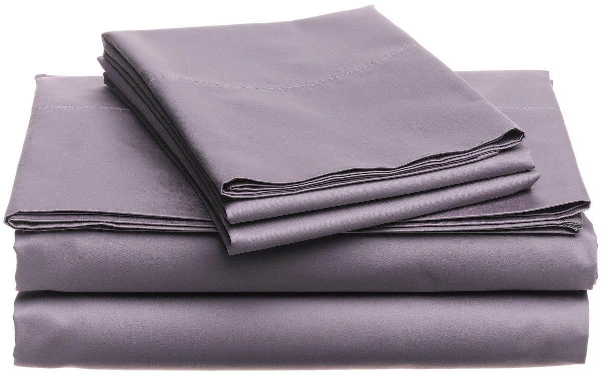 Pinzon Hemstitch 400-Thread-Count Egyptian Cotton Sateen Twin Sheet Set, Plum