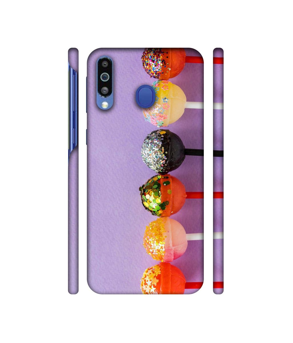 Amazon Brand - Solimo Designer Gilliter Lollipops 3D Printed Hard Back Case Mobile Cover for Samsung Galaxy M21