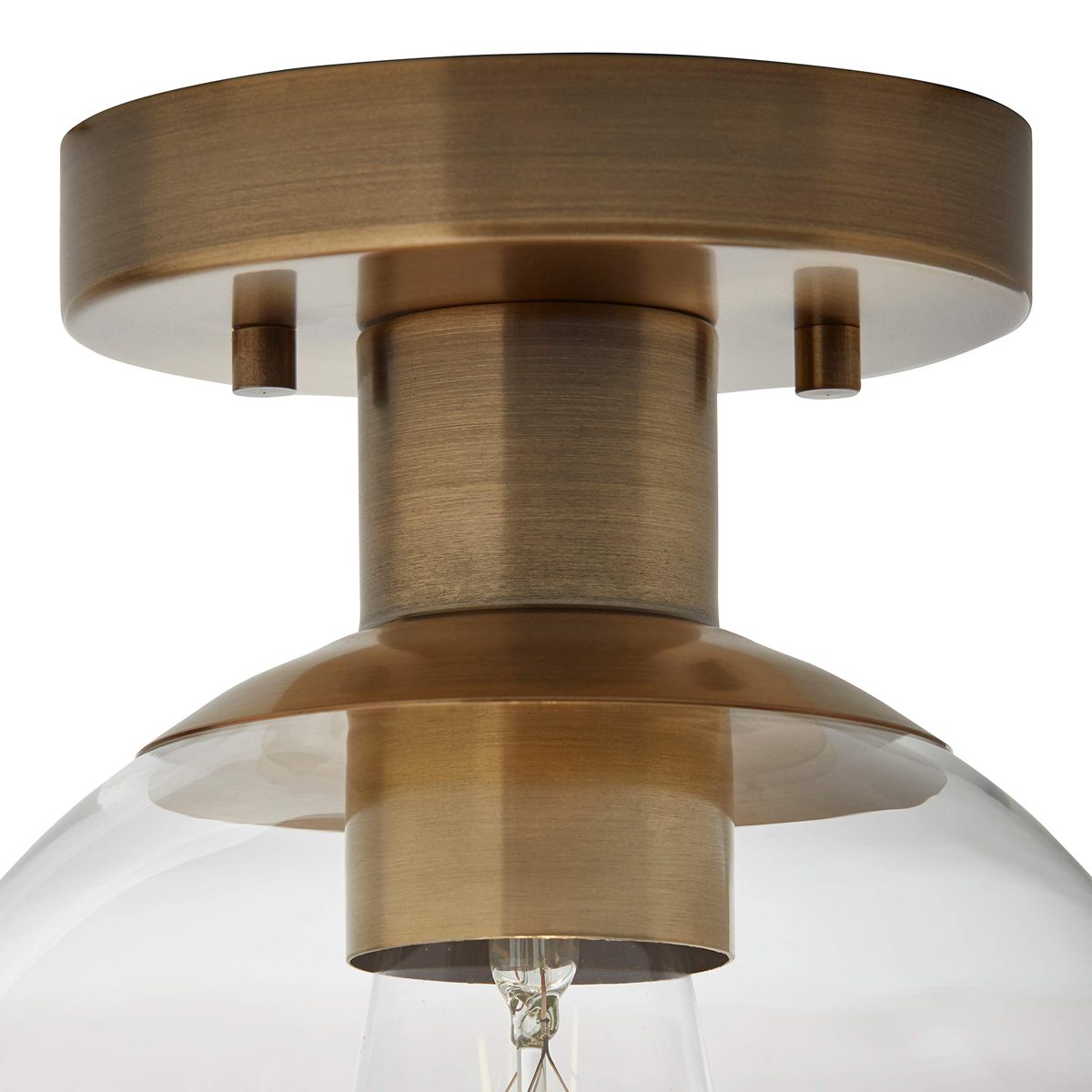 Amazon Brand – Rivet Mid-Century Modern Glass Globe Flush-Mount Ceiling Fixture with Light Bulb - 8.87 x 7 x 7 Inches, Gold
