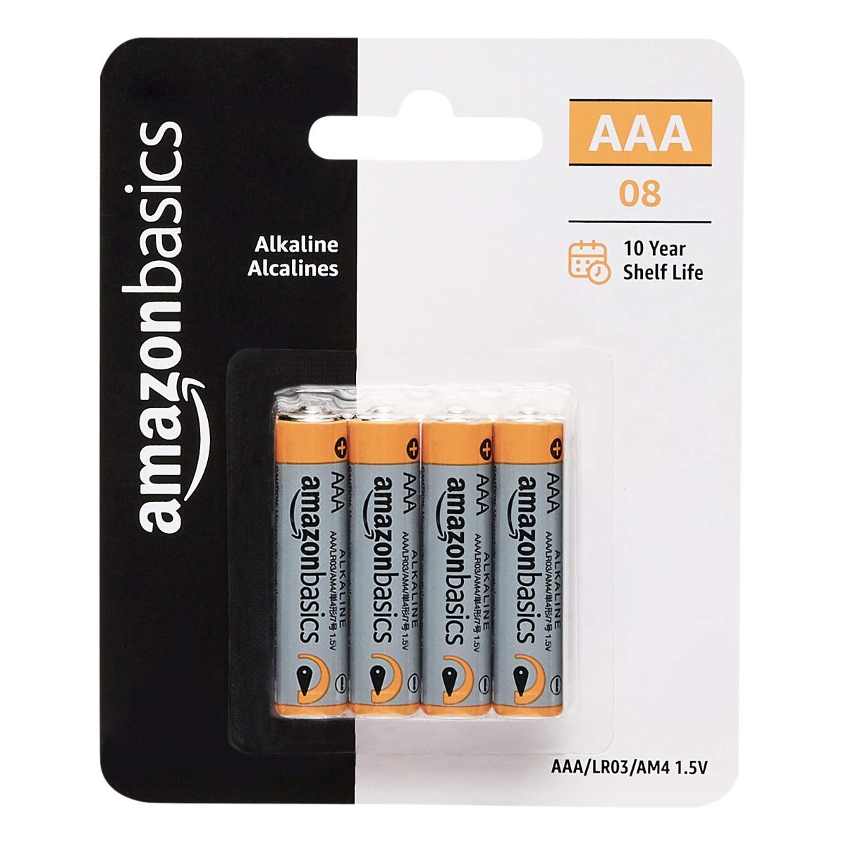 AmazonBasics AAA 1.5 Volt Performance Alkaline Batteries - Pack of 8