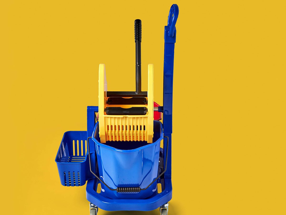 AmazonCommercial Twin-Bucket Wringer Trolley with Accessories basket 17L