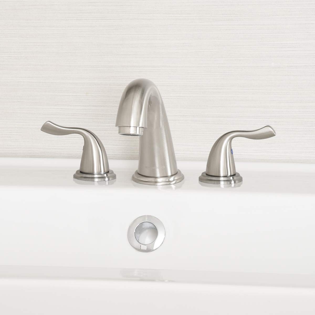 AmazonBasics Traditional 3 Piece Bathroom Faucet Set, Satin Nickel