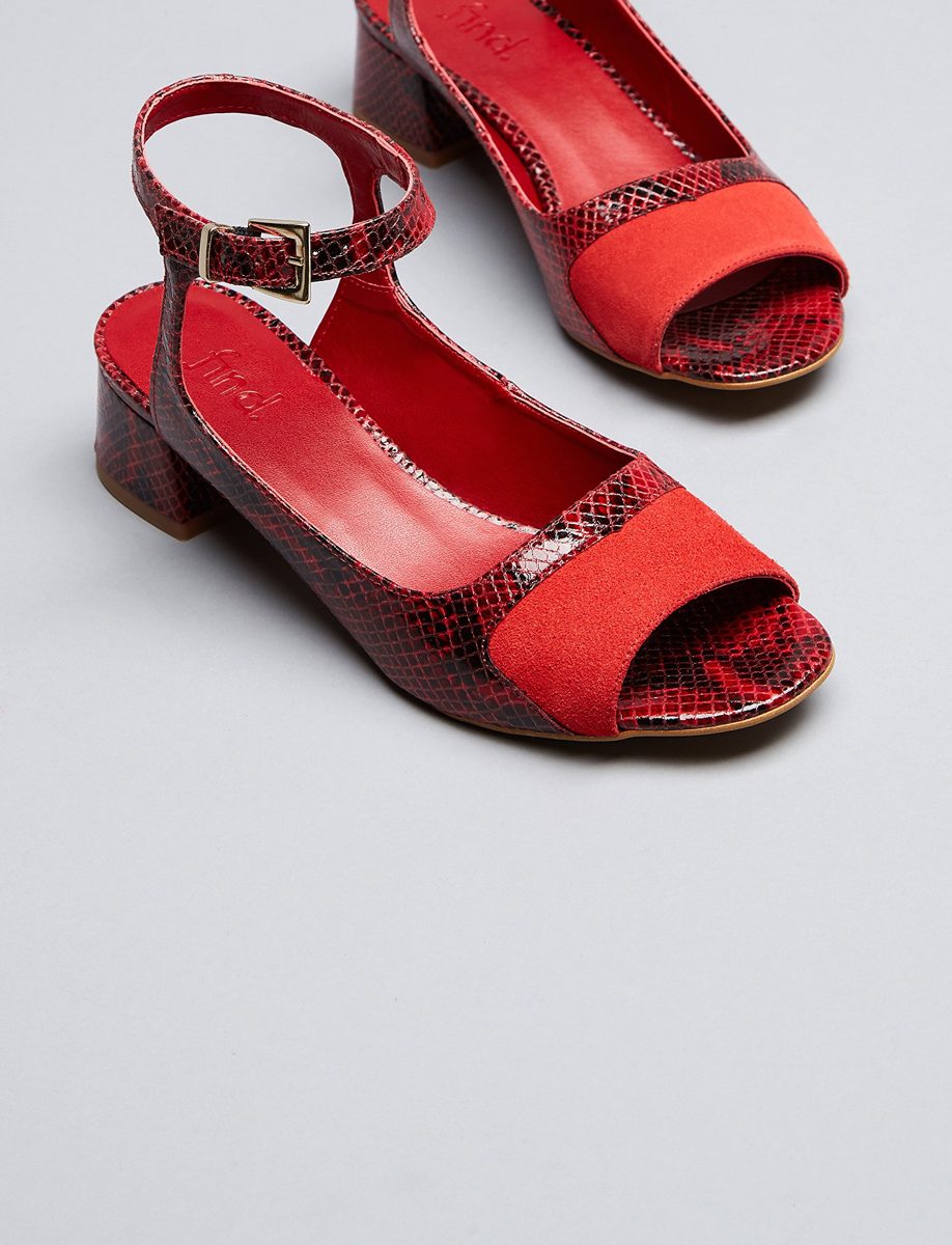 find. Amazon Brand Women's Open Toe Sharp Block Heel Multicolour (Red Print) US 6.5