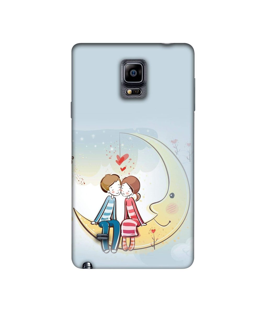 Amazon Brand - Solimo Designer Couple Sitting On Moon 3D Printed Hard Back Case Mobile Cover for Samsung Galaxy Note 4