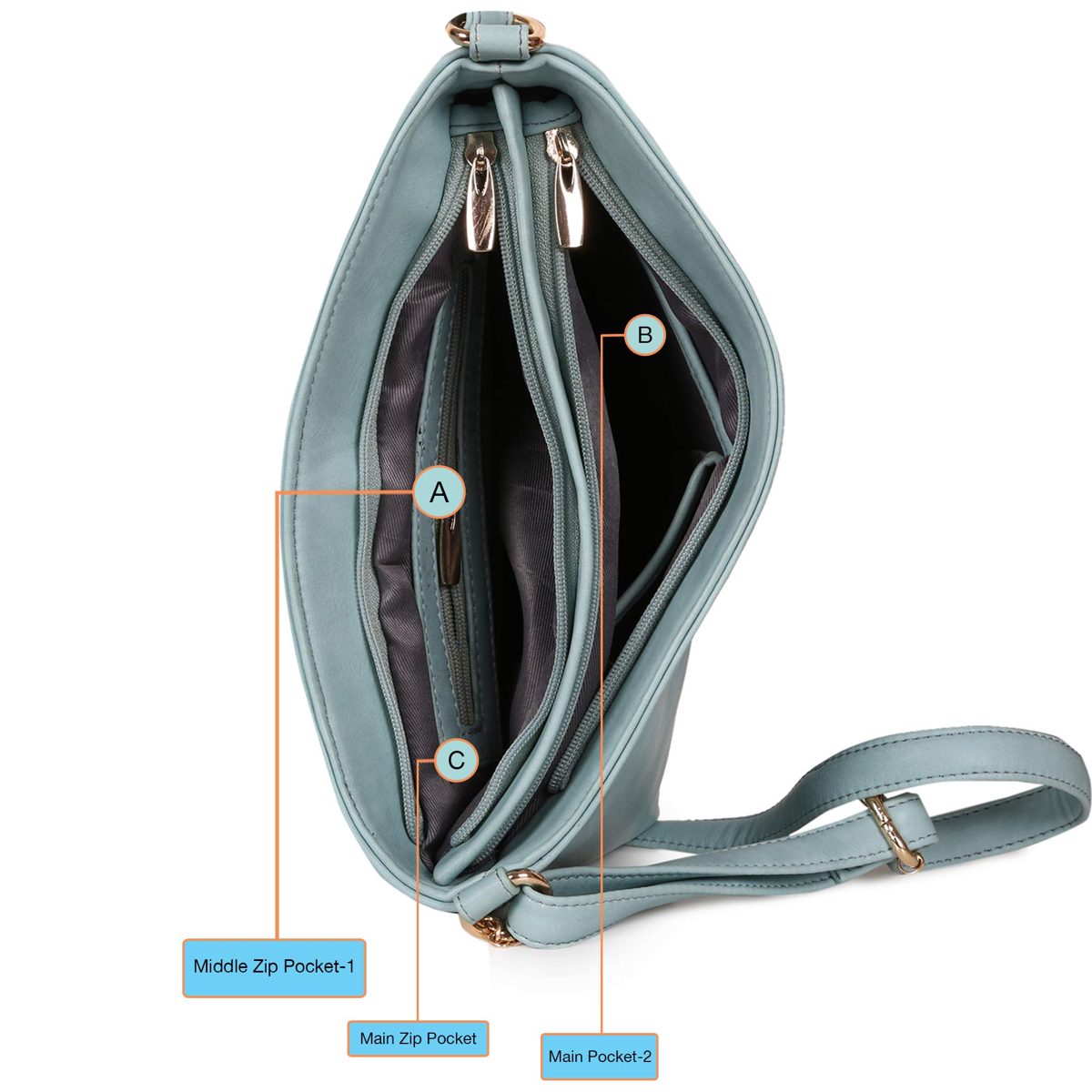 Nia & Nicole Women's Sling Bag (Light Grey)