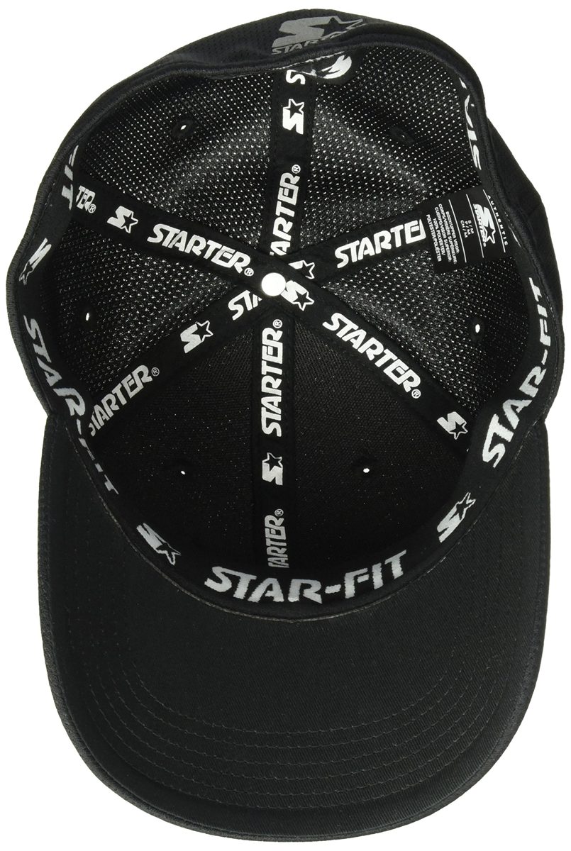 Starter Men's Fitted Cap with Wicking and Built-in Headband, Amazon Exclusive, Black, Small/Medium