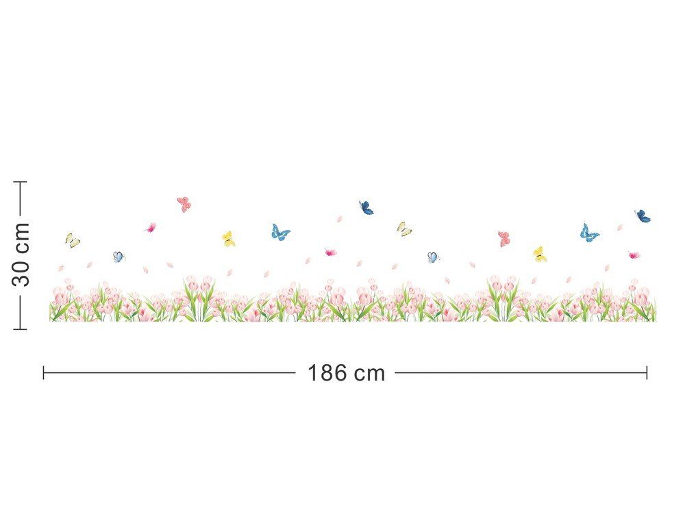 Amazon Brand - Solimo Wall Sticker for Home (Lilies and Butterflies, Ideal Size on Wall, 186 cm X 30 cm)