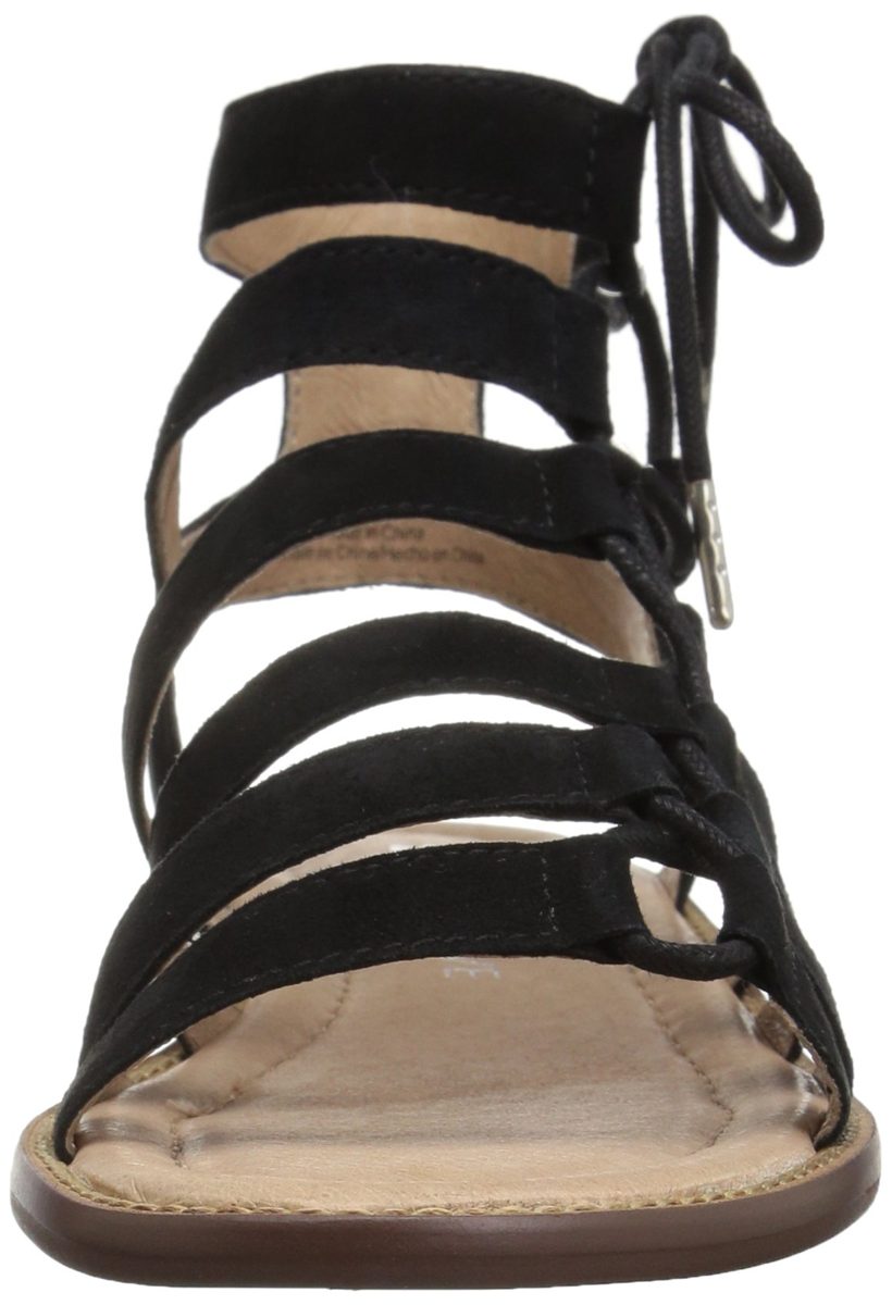 Amazon Brand - 206 Collective Women's Myrtle Gladiator Fashion Sandal Flat, black suede, 8.5 B US