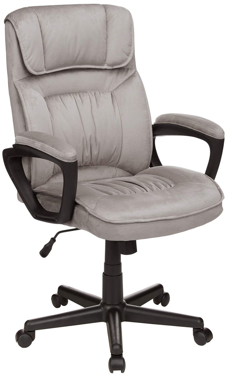 AmazonBasics Classic Office Desk Computer Chair - Adjustable, Swiveling, Microfiber - Light Gray (Renewed)