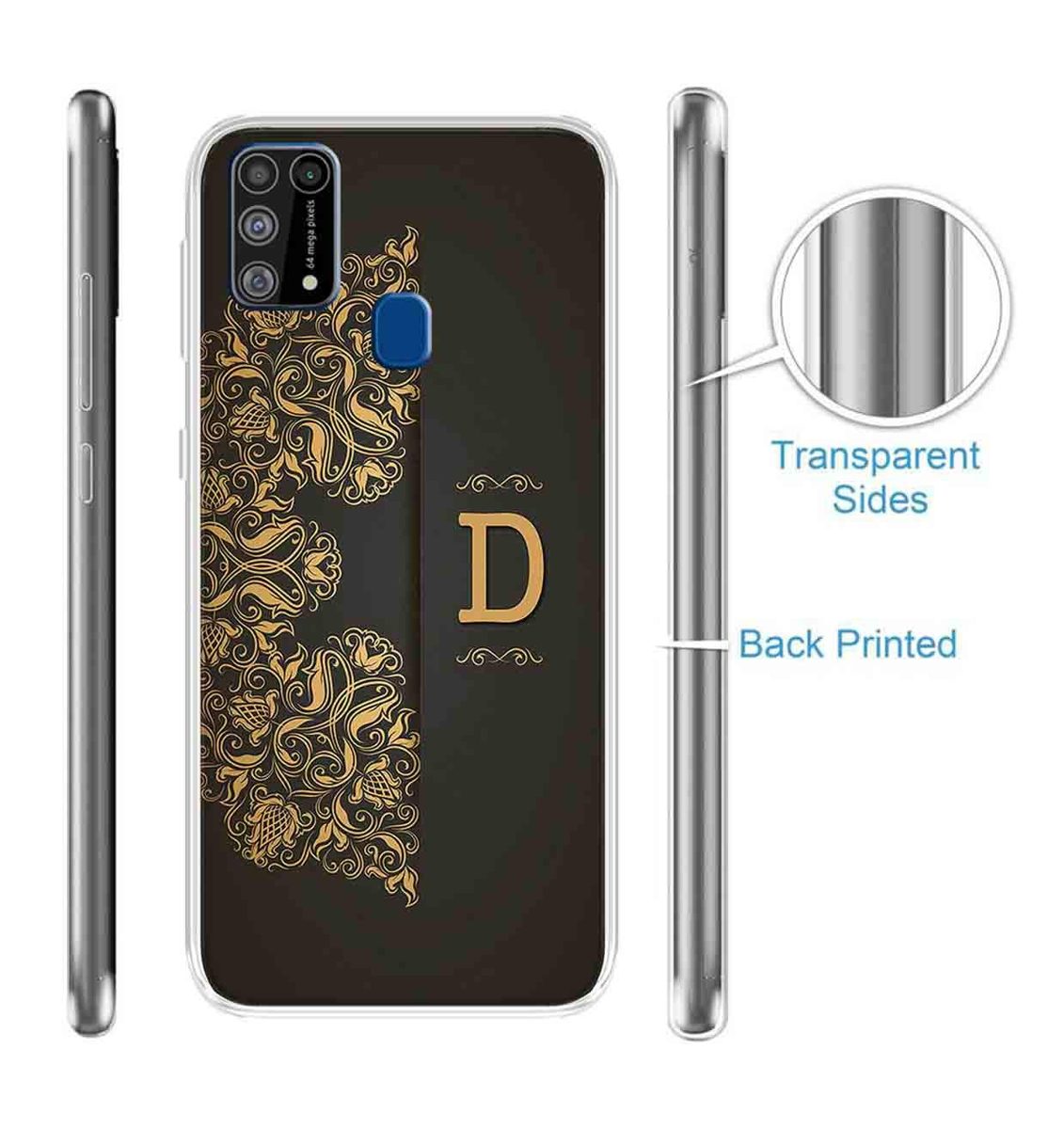 Amazon Brand - Solimo Designer Multicolor Black Pattern Alphabet-D Printed Soft Back Case Mobile Cover for Samsung Galaxy M31