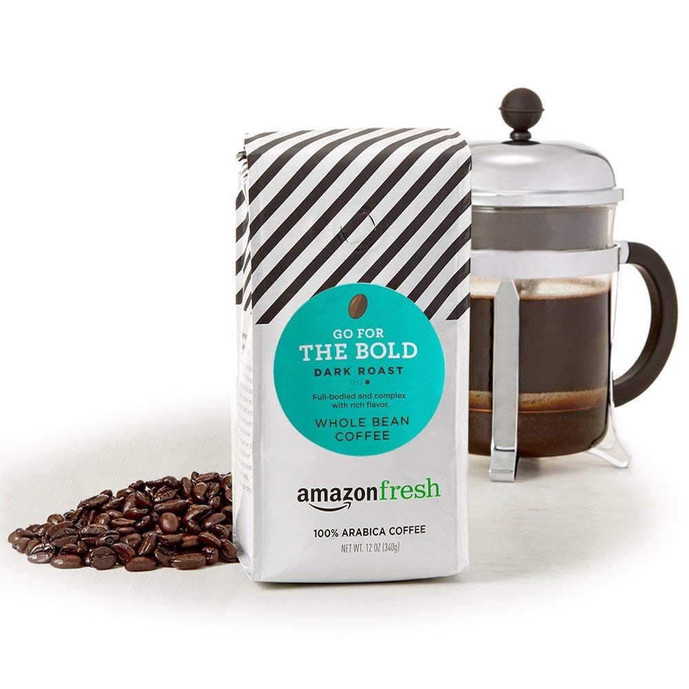 AmazonFresh Dark Roast Whole Bean Coffee, 12 Ounce (Pack of 1)