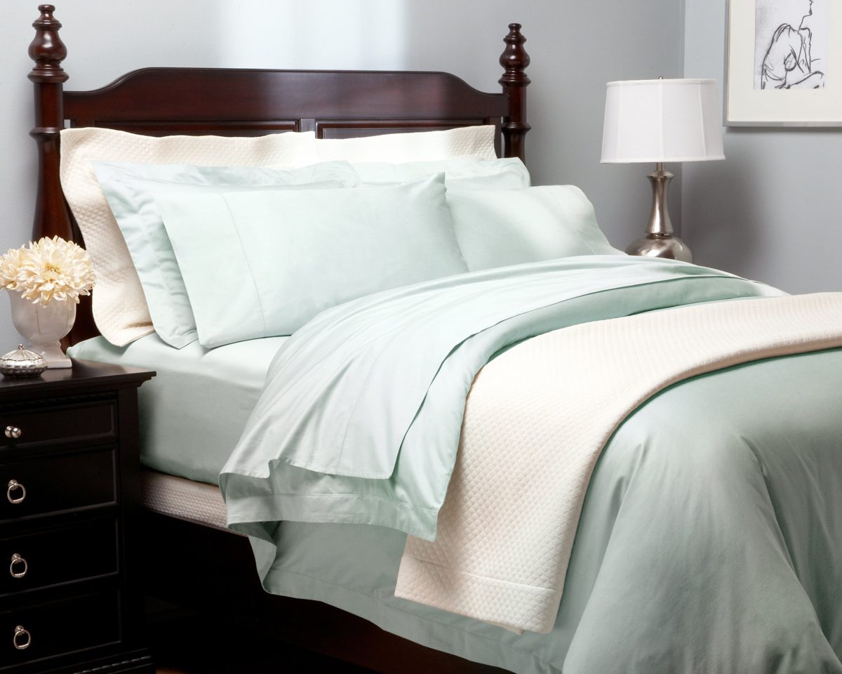 Pinzon Hemstitch 400-Thread-Count Egyptian Cotton Sateen Sheet Set - Queen, Mint