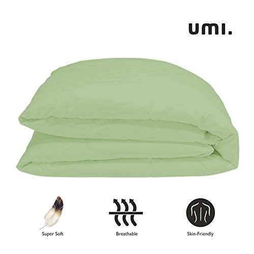UMI 100% Cotton Satin Quality Duvet Cover Set (Kingsize, Sage)