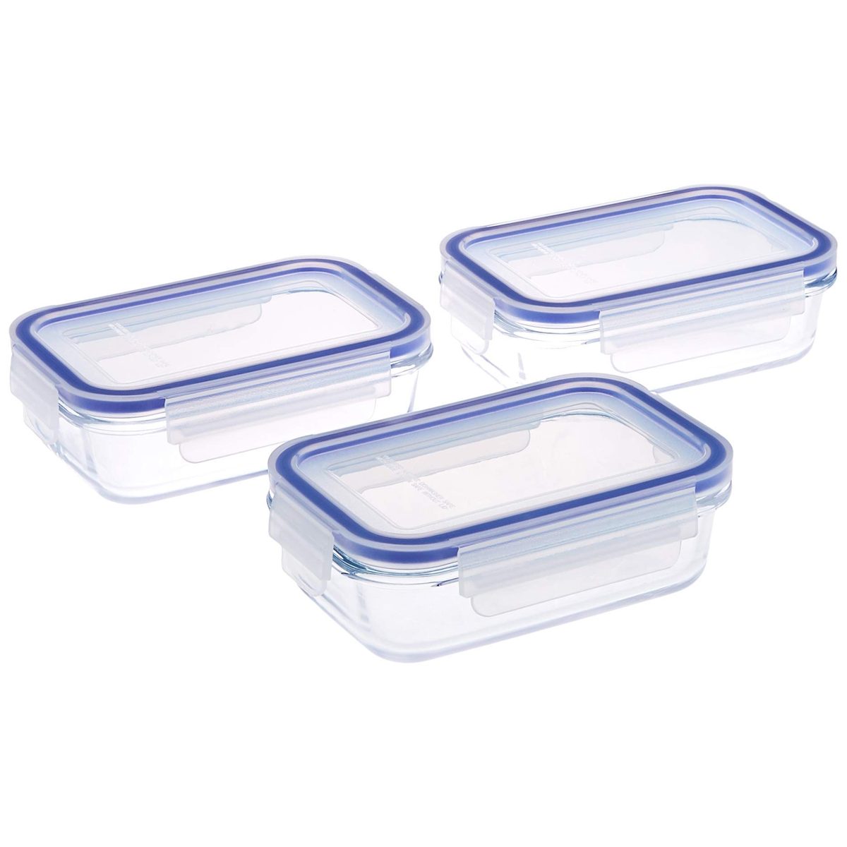 (Renewed) Amazon Brand - Solimo Rectangular Glass Storage Storage Container Set, 400ml, Set of 3, Transparent