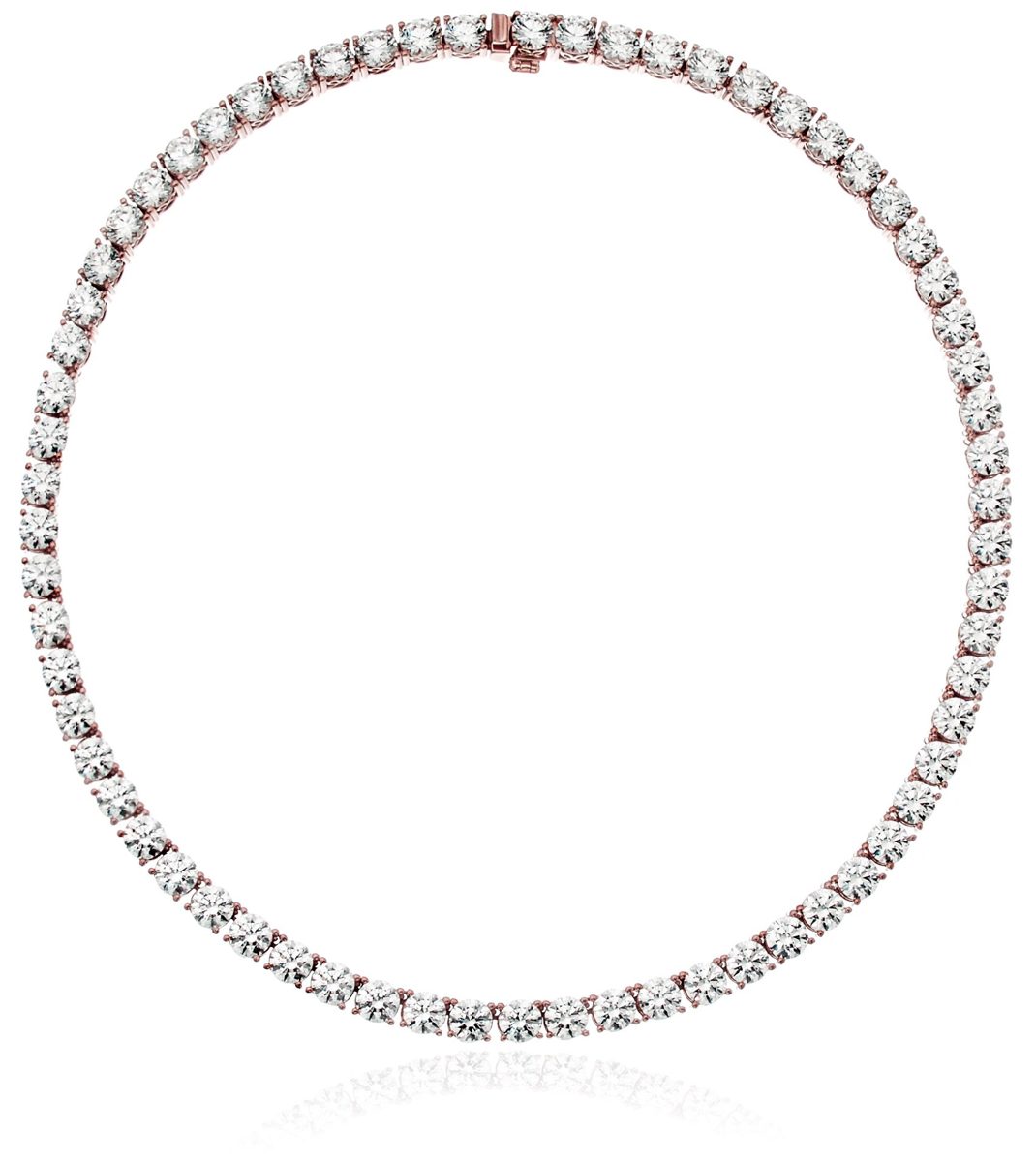 Platinum or Gold Plated Sterling Silver Tennis Necklace set with Round Cut Swarovski Zirconia, 17"