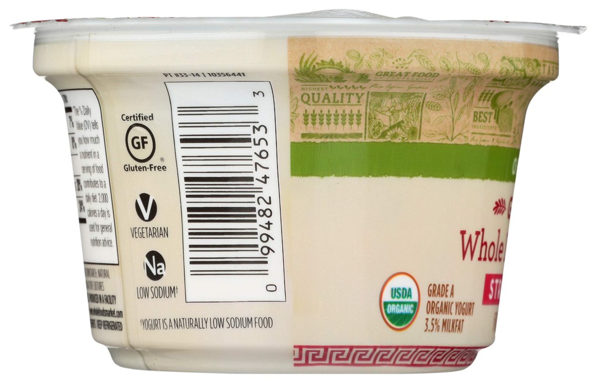 365 Everyday Value, Organic Greek Whole Milk Yogurt with Fruit on the Bottom, Strawberry, 5.3 oz