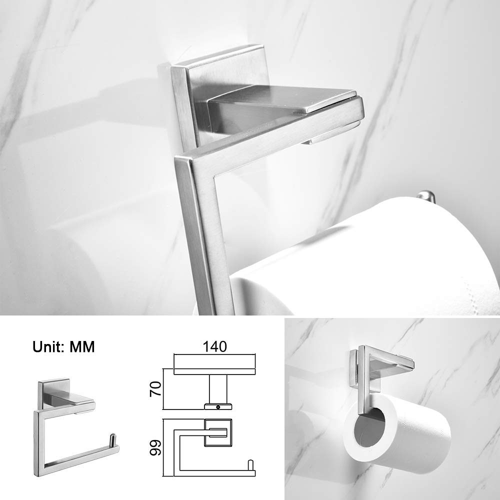 Umi 4-Piece Bathroom Hardware Set, Wall Mounted Stainless Steel Bathroom Accessory Brushed Nickel,Single Towel Bar Rail, Towel Ring,Toilet Roll Holder, Robe Hook Combo kit