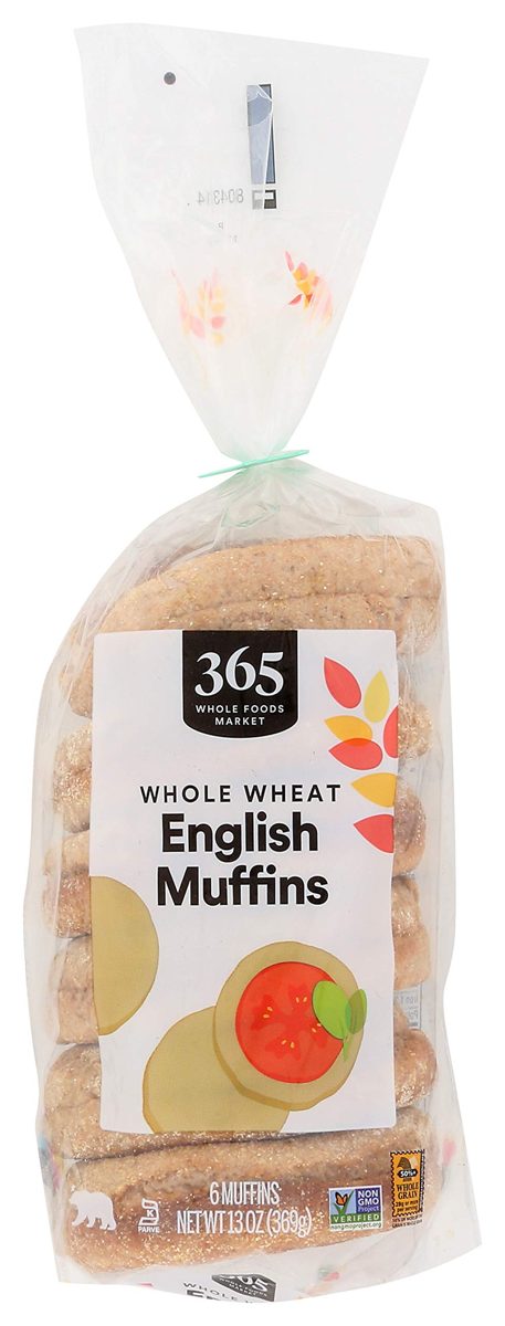 365 EVERYDAY VALUE Whole Wheat English Muffin 6ct, 13 OZ (Frozen)