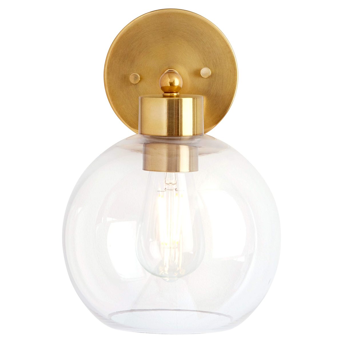 Rivet Modern Wall Sconce, 11"H, Aged Brass