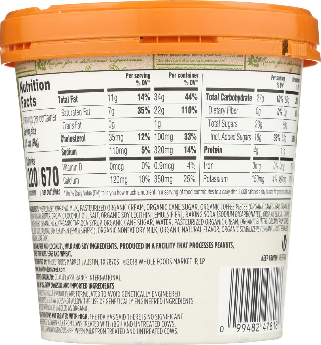 365 Everyday Value, Organic Caramel Toffee Crunch Ice Cream, 16 oz