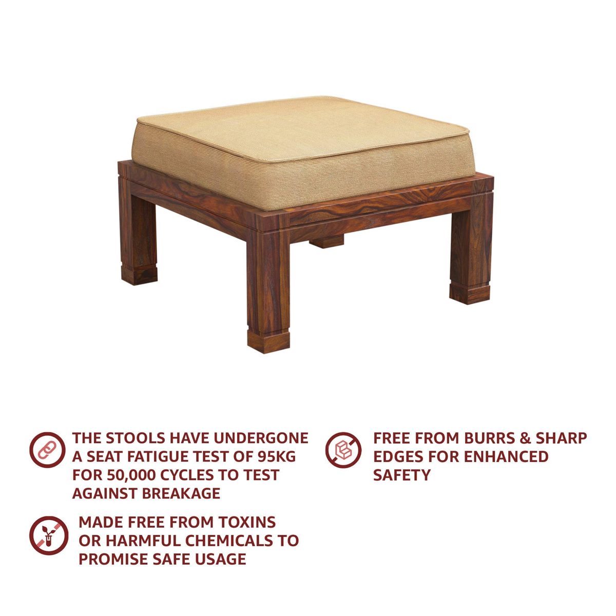 Amazon Brand - Solimo Andro Solid Sheesham Wood Coffee Table with 4 Stools (Teak Finish)