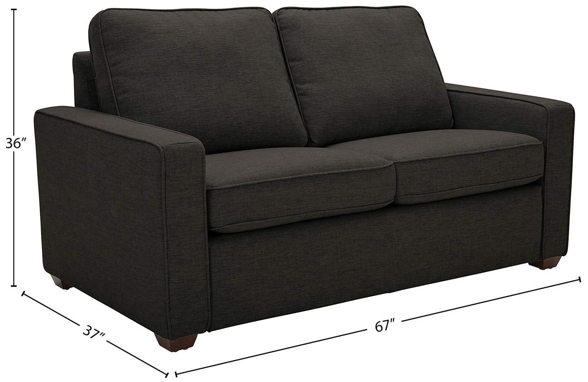 Amazon Brand – Rivet Andrews Contemporary Loveseat Sofa with Removable Cushions, 67"W, Dark Grey