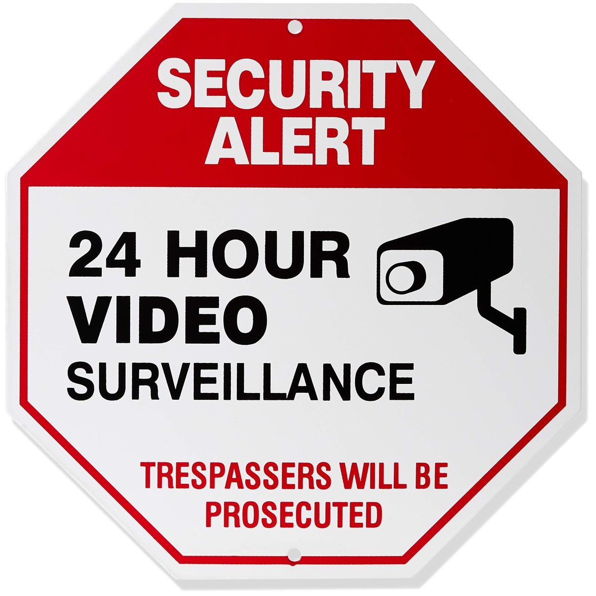 AmazonBasics Video Surveillance Sign, No Trespassing, 12" X 12" Octagon