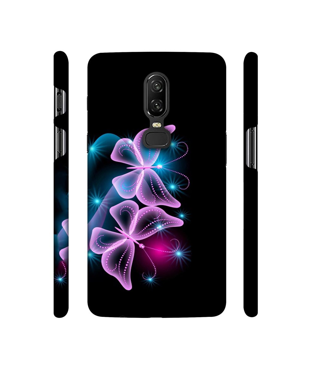 Amazon Brand - Solimo Designer Butterflies Neon Light 3D Printed Hard Back Case Mobile Cover for OnePlus 6