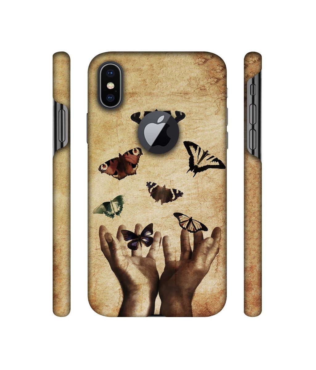 Amazon Brand - Solimo Designer Butterflies 3D Printed Hard Back Case Mobile Cover for Apple iPhone X (Logo Cut)