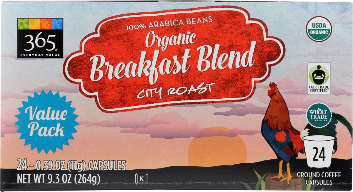365 Everyday Value, Organic Breakfast Blend Coffee Capsules, 24 ct