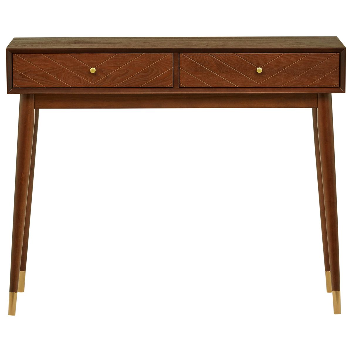 Rivet Mid-Century Modern Desk 31.5"H, Walnut Stain