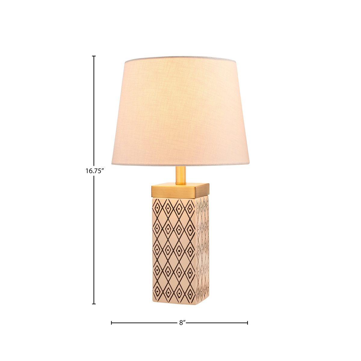 Rivet Geometric Shape Ceramic Table Lamp with Bulb, Black and White, 8.0" x 8.0" x 16.75", Grey
