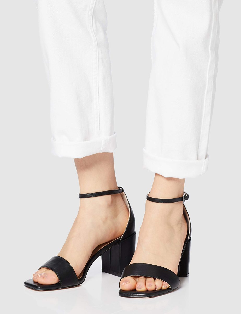 find. Women's #_Gafur-1A Ankle Strap Heels, Black, 4