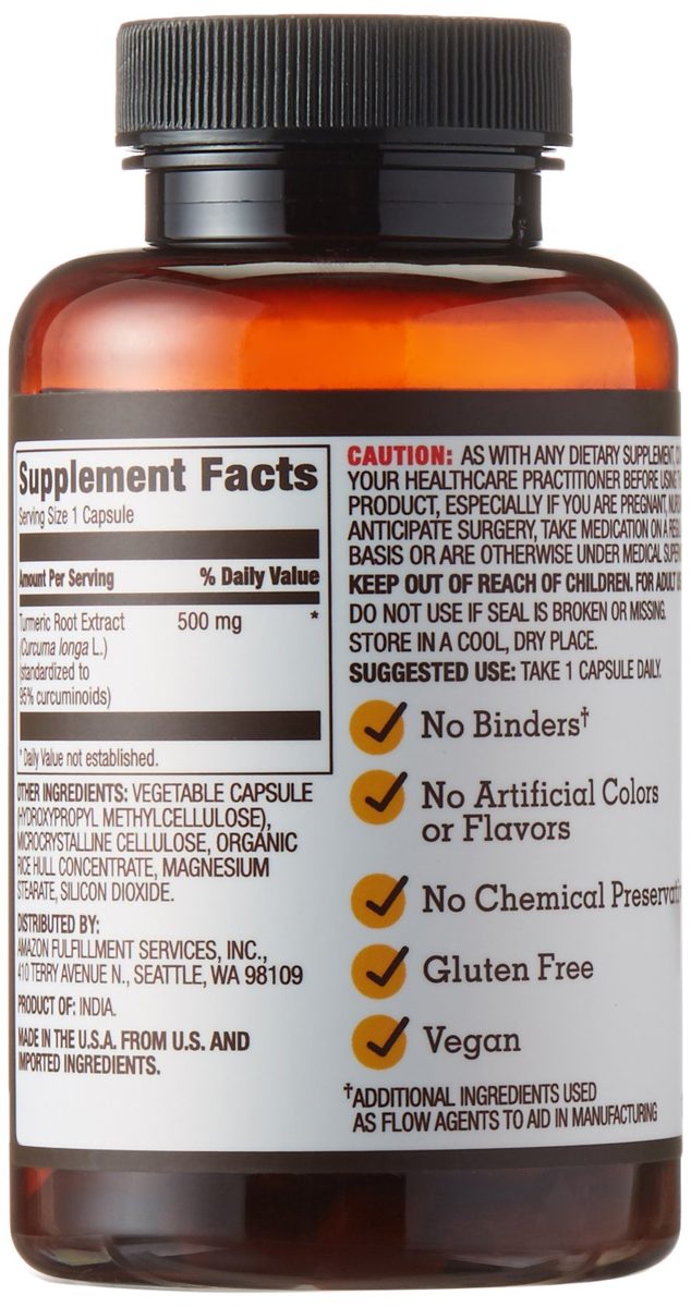 Amazon Elements Turmeric Root Extract 500 mg, 65 Capsules