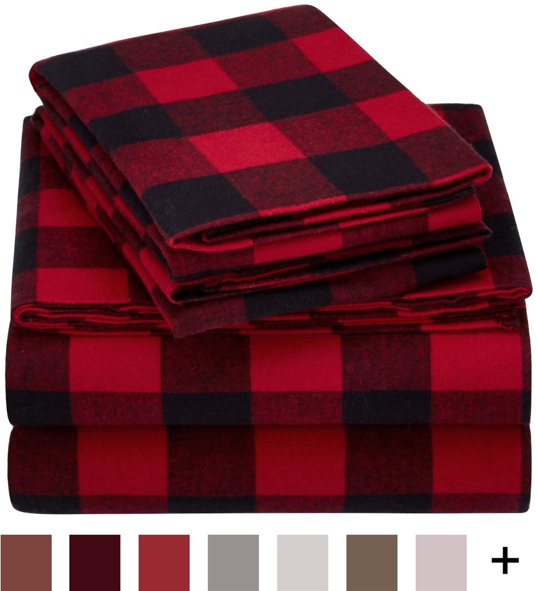 Pinzon by Amazon 160 GSM Plaid Flannel Sheet Set