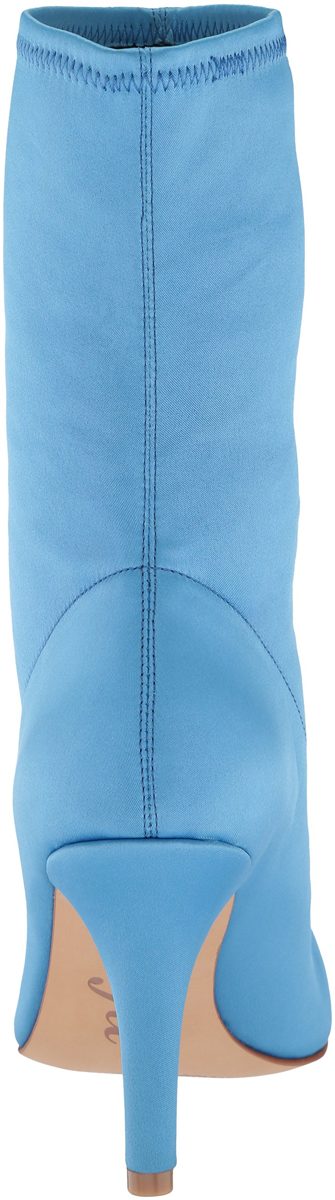 Amazon Brand - The Fix Women's Becca Pointed Toe Sock Boot, Cielo Blue Stretch Satin, 9.5 B US