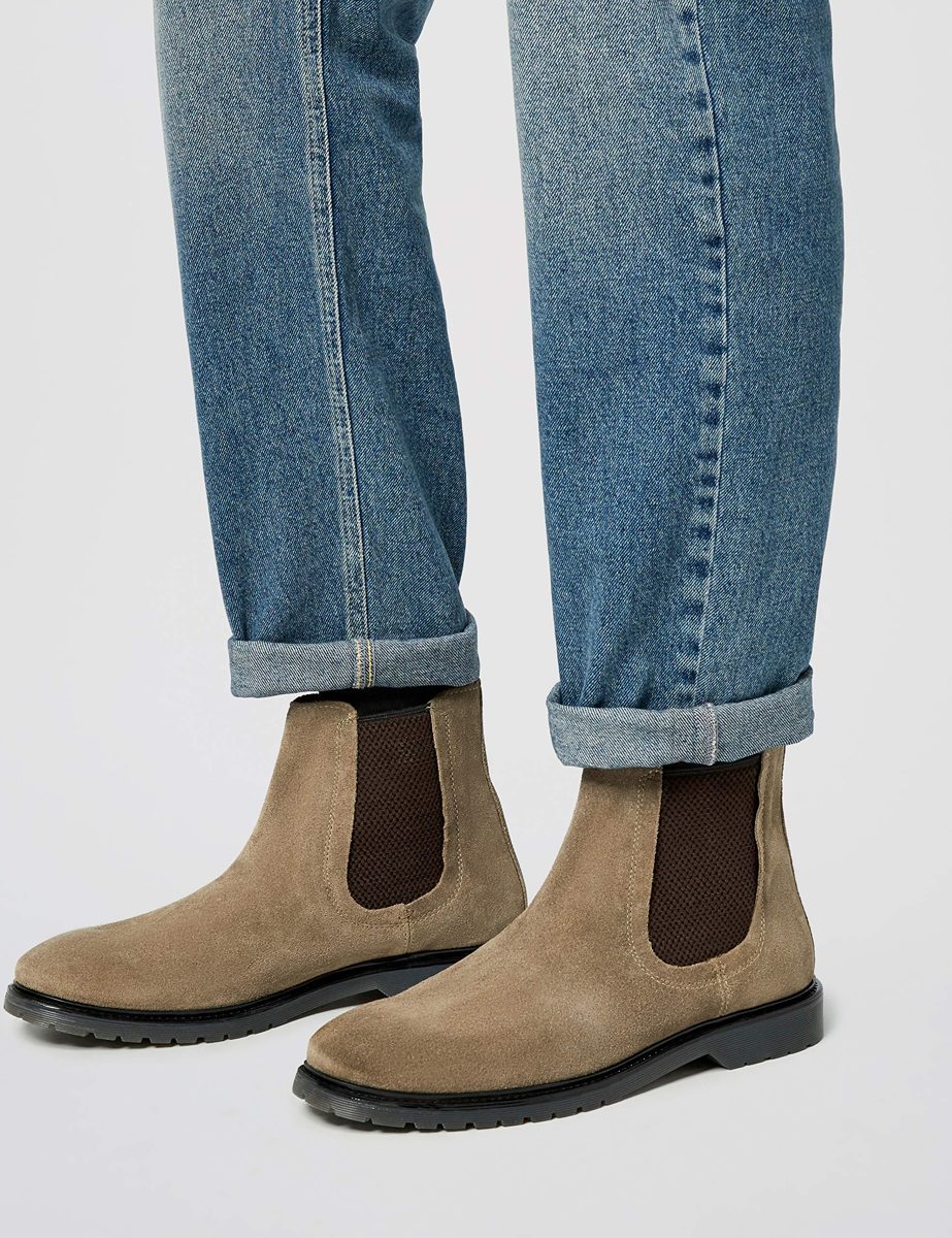find. Leather Cleated Chelsea Boots, Brown), 8 UK