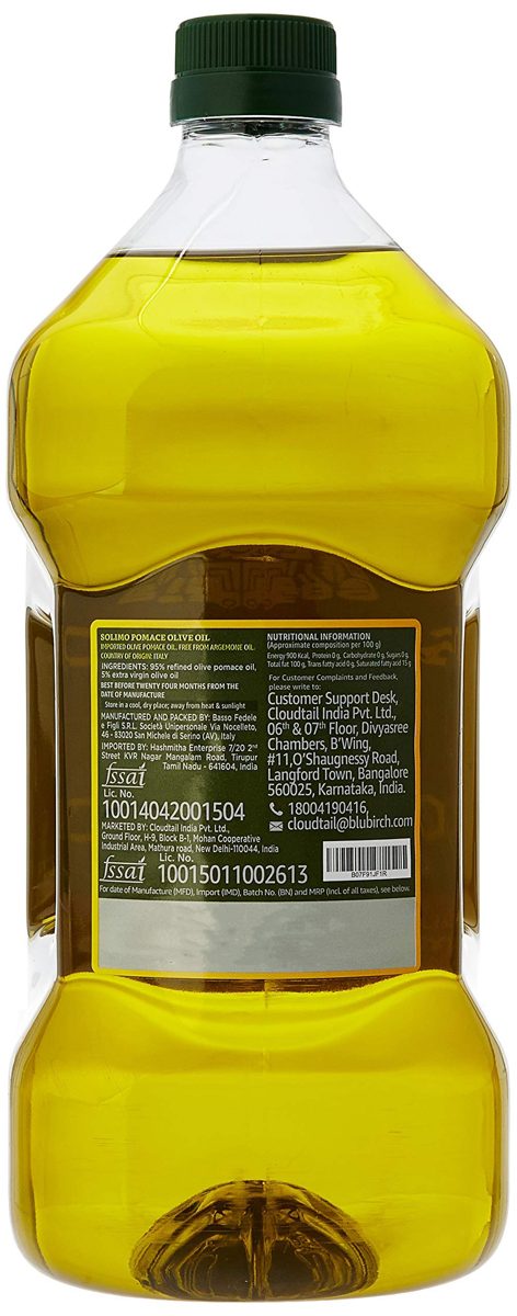 Amazon Brand - Solimo Pomace Olive Oil, 2L