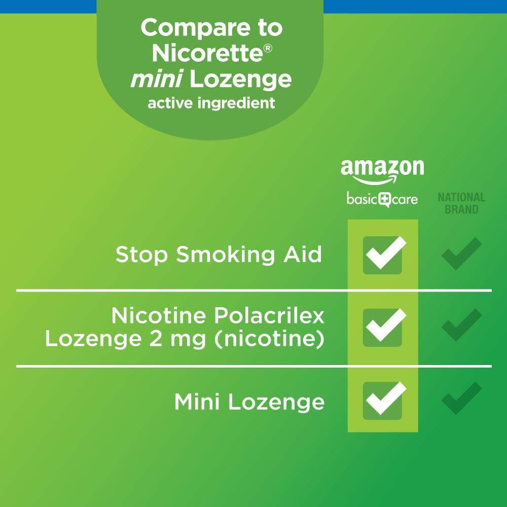 Amazon Basic Care Mini Nicotine Polacrilex Lozenge, 2 mg (nicotine), Citrus Flavor, Stop Smoking Aid, 20 Count